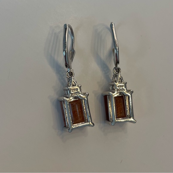 Rutile Quartz & White Topaz 5.06Cts. Sterling Silver Earrings - Picture 4 of 5